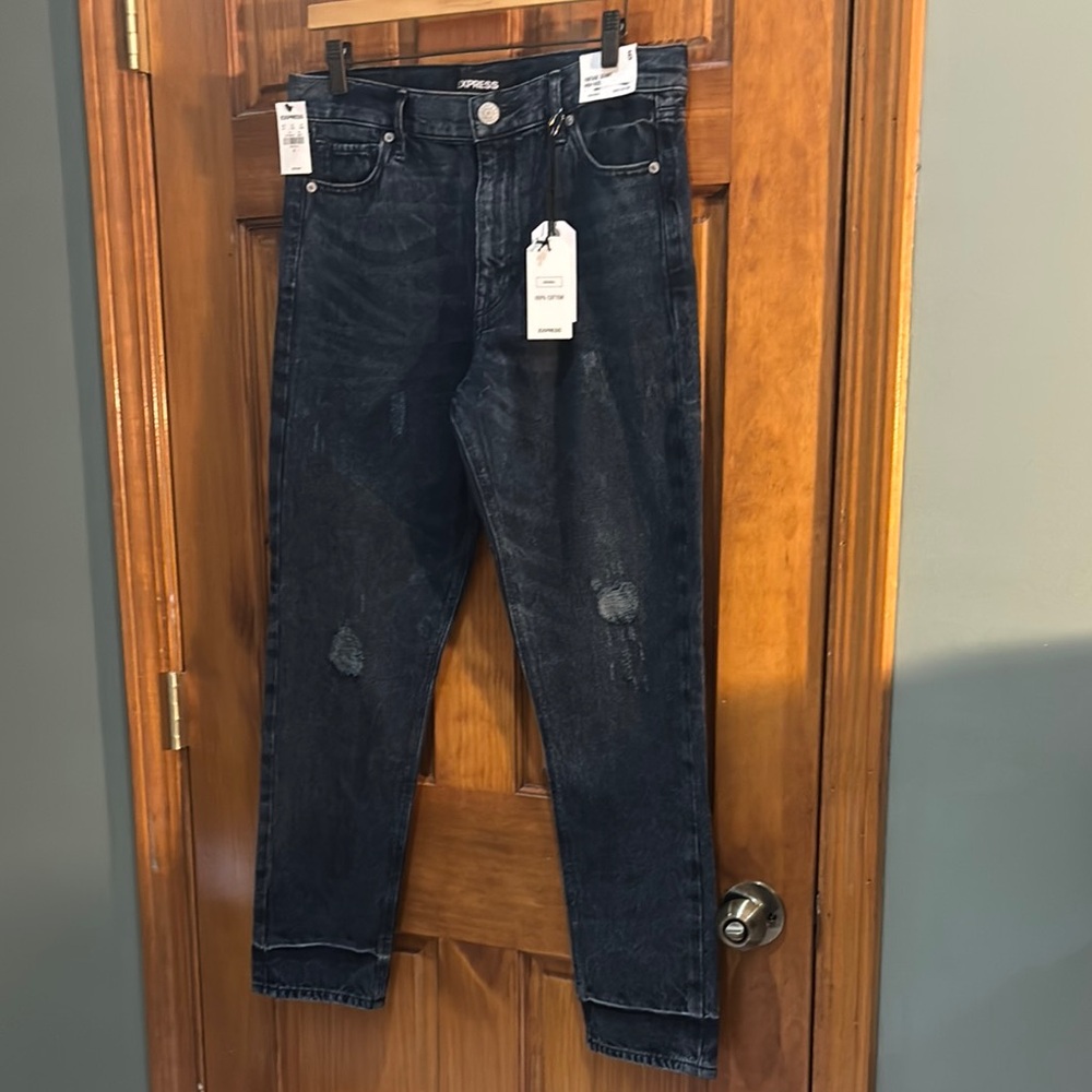 Express Dark Blue Slim Jeans Distressed Design ❤️